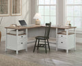 L-Shaped White Engineered Wood Desk S997915
