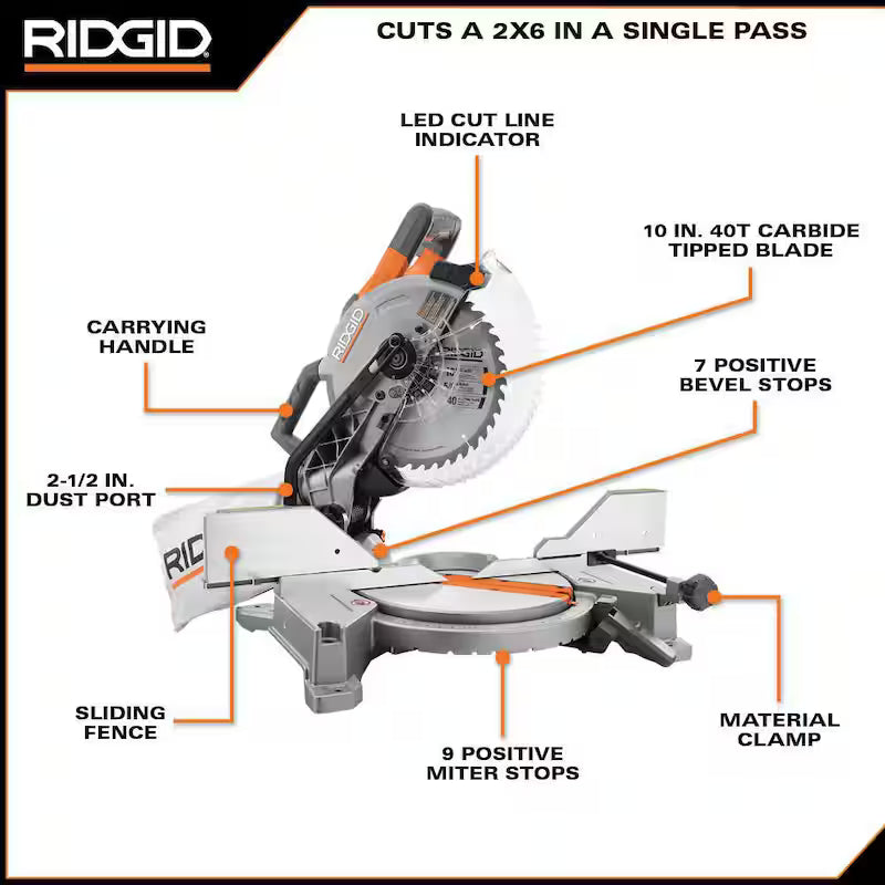 10 in. Corded Dual Bevel Miter Saw with LED Cut Line Indicator D844084