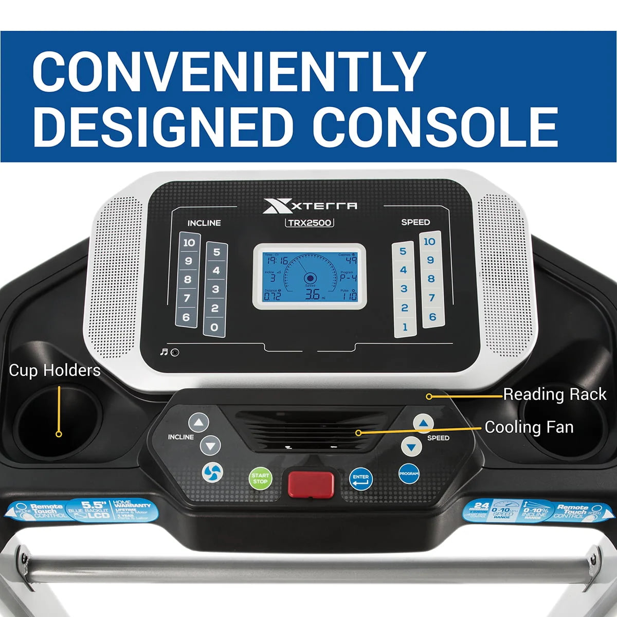 Folding Treadmill with 2.25 HP Motor and 10 Levels Incline N1396