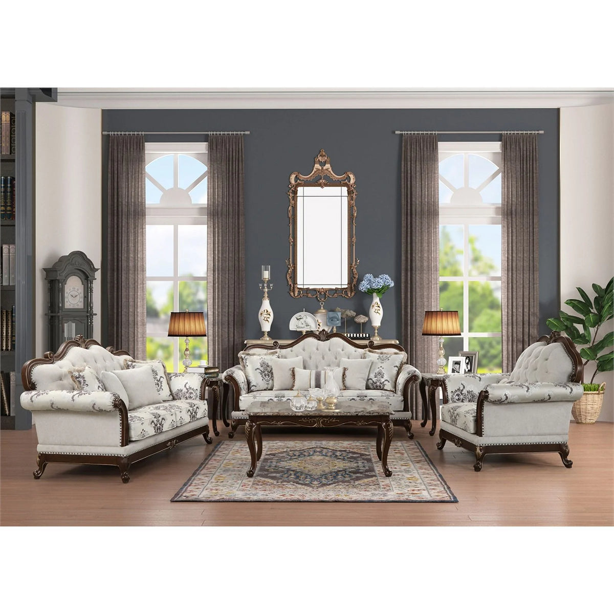 White 2PC Tufted Living Room Set S942