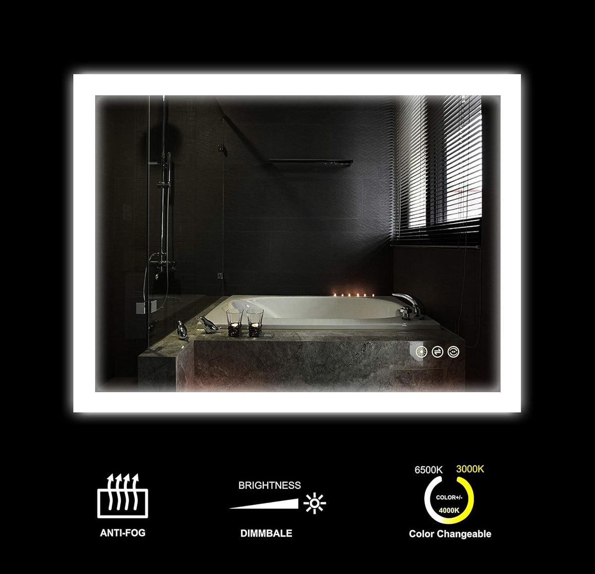 48x36 inch Wall Mounted LED Lighted Bathroom Mirror L814480