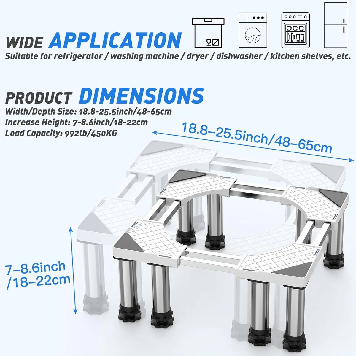 Heavy Duty 8 Stainless Steel Feet Dual Tube Stand F611