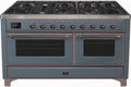 60 Dual Fuel Propane Gas Range Blue Grey Bronze Trim S56865