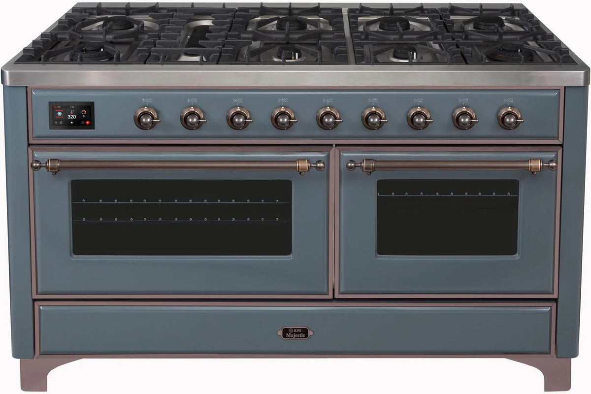 60 Dual Fuel Propane Gas Range Blue Grey Bronze Trim S56865