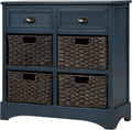 White Wicker Storage Cabinet with 4 Baskets and 2 Drawers M59471