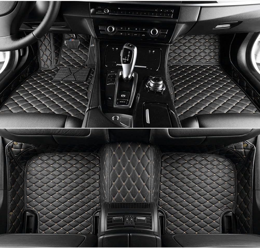 Custom Car Floor Mats Full Coverage All Weather Non-Slip Leather Floor Liners Black S155262