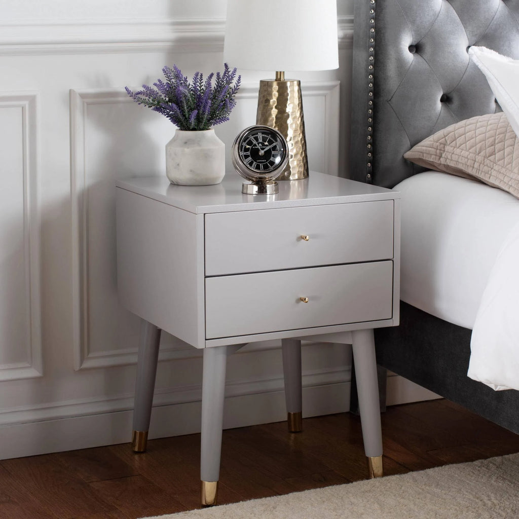 Grey Gold Mid Century Nightstand L279