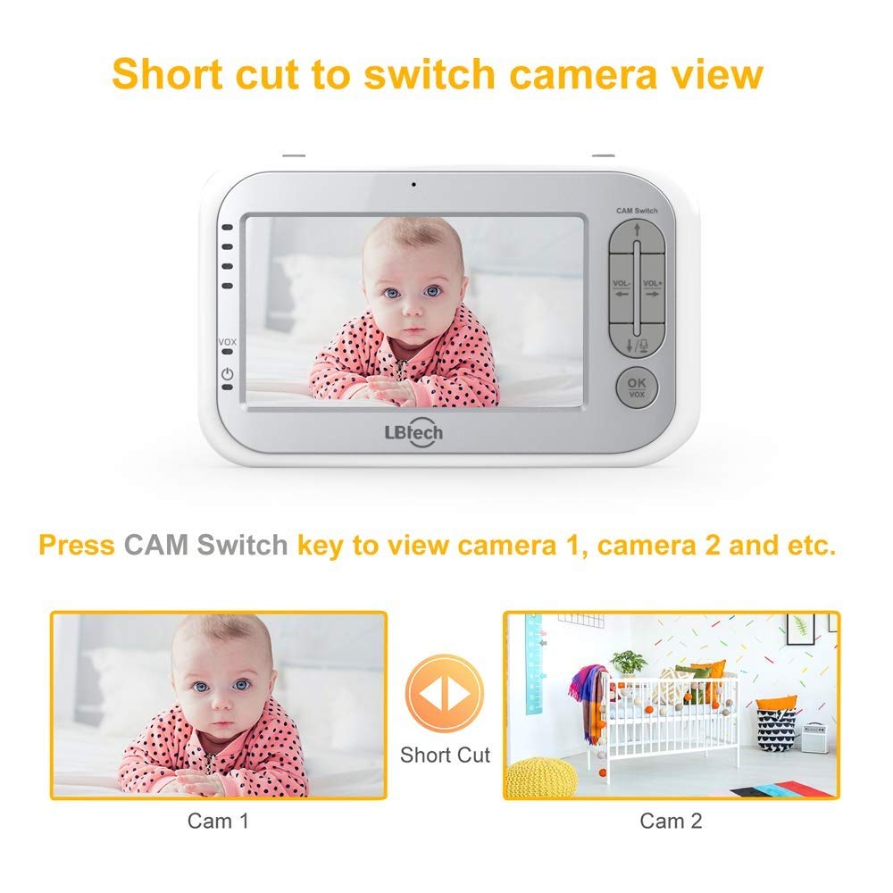 Video Baby Monitor with Two Cameras and 4.3 LCD W923