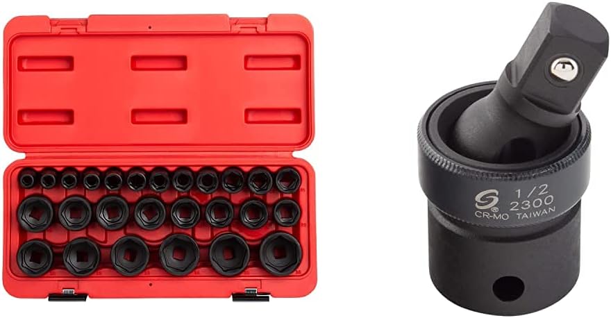 1/2 Inch Drive 26-Piece Metric Impact Socket Set O28578