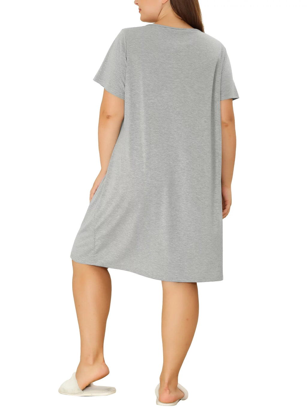 Plus Size Cat Prints Short Sleeves Nightgowns P155