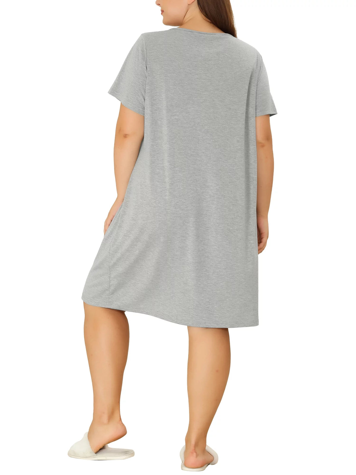 Plus Size Cat Prints Short Sleeves Nightgowns P155