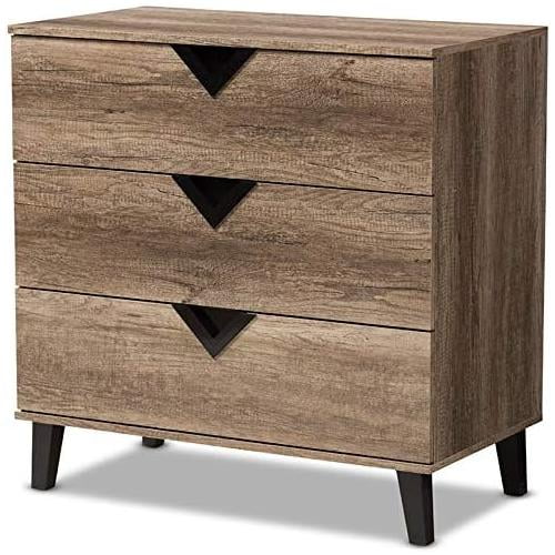 Light Brown Wood 3-Drawer Chest P4577
