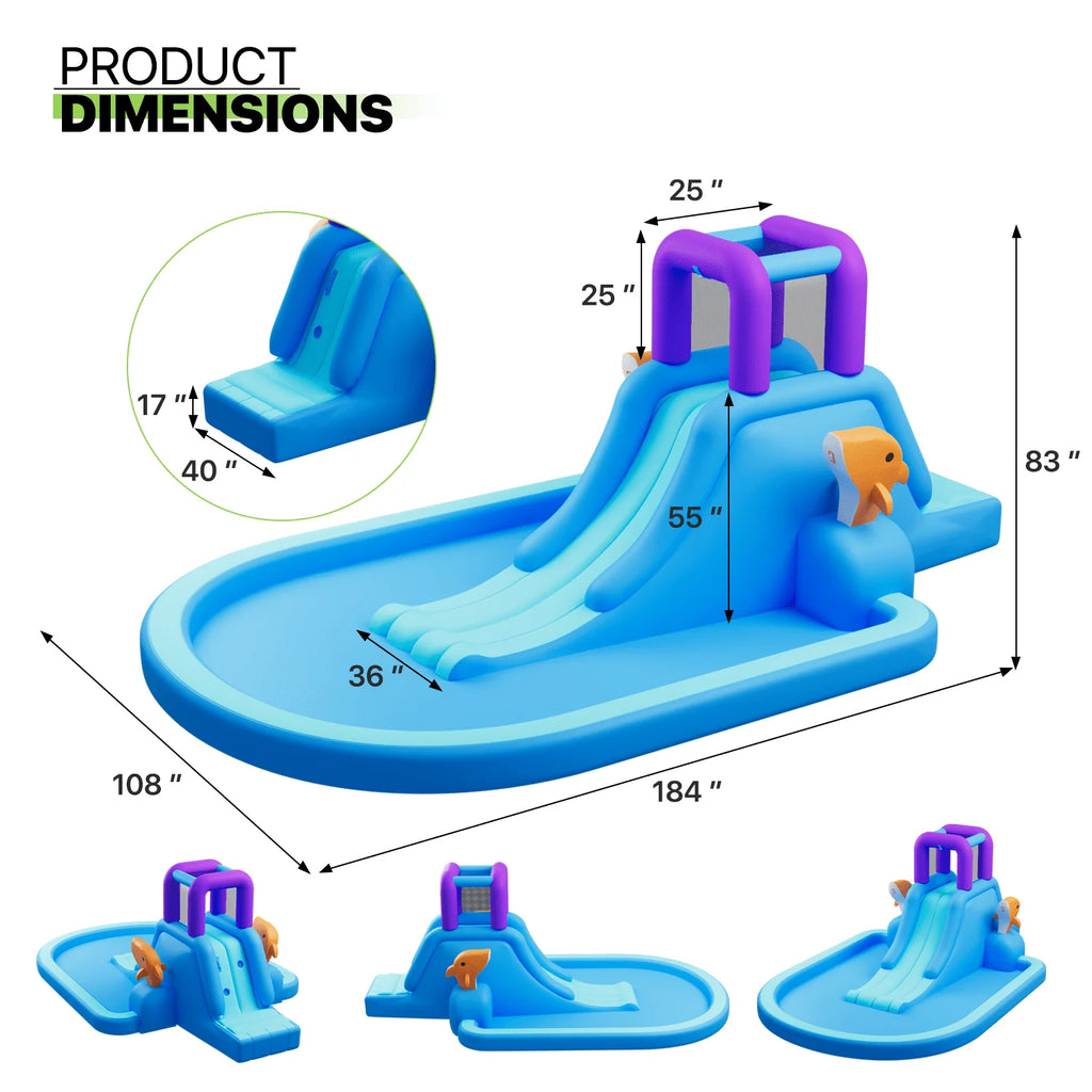 Kids Inflatable Water Slide with Blower and Splash Pool X602939