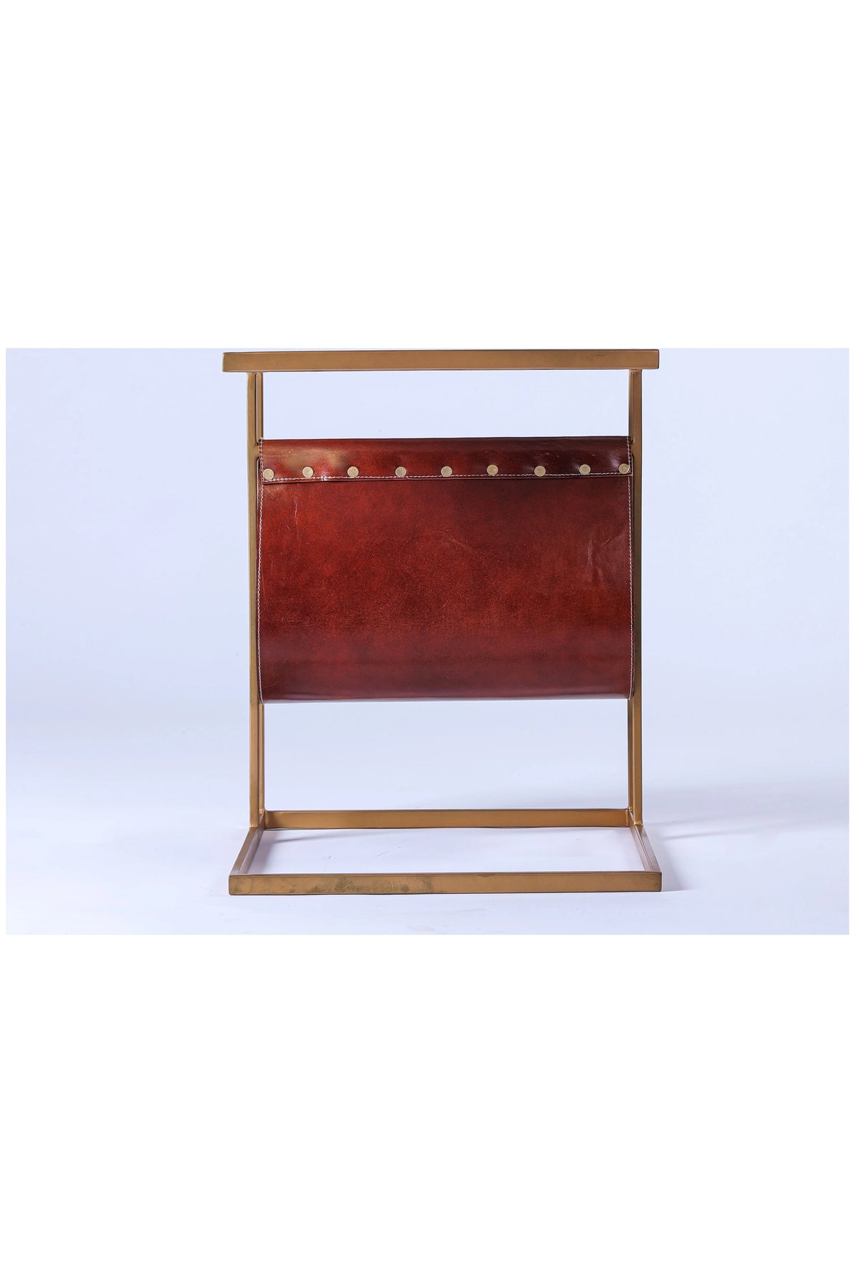 Marble Top Side Table with Magazine Sling D19149