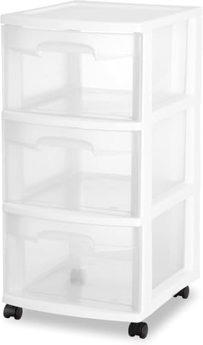 Plastic Storage Drawer Cart with 3 Drawers, White T247