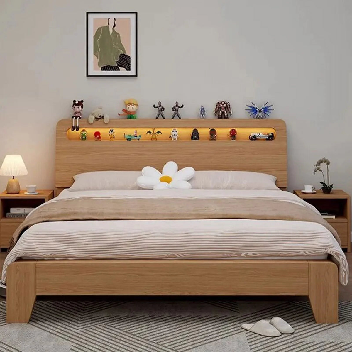 King Size Wooden Bed Frame with Storage A9595