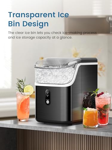 Portable Countertop Nugget Ice Maker 34Lbs/Day Self-Cleaning J182