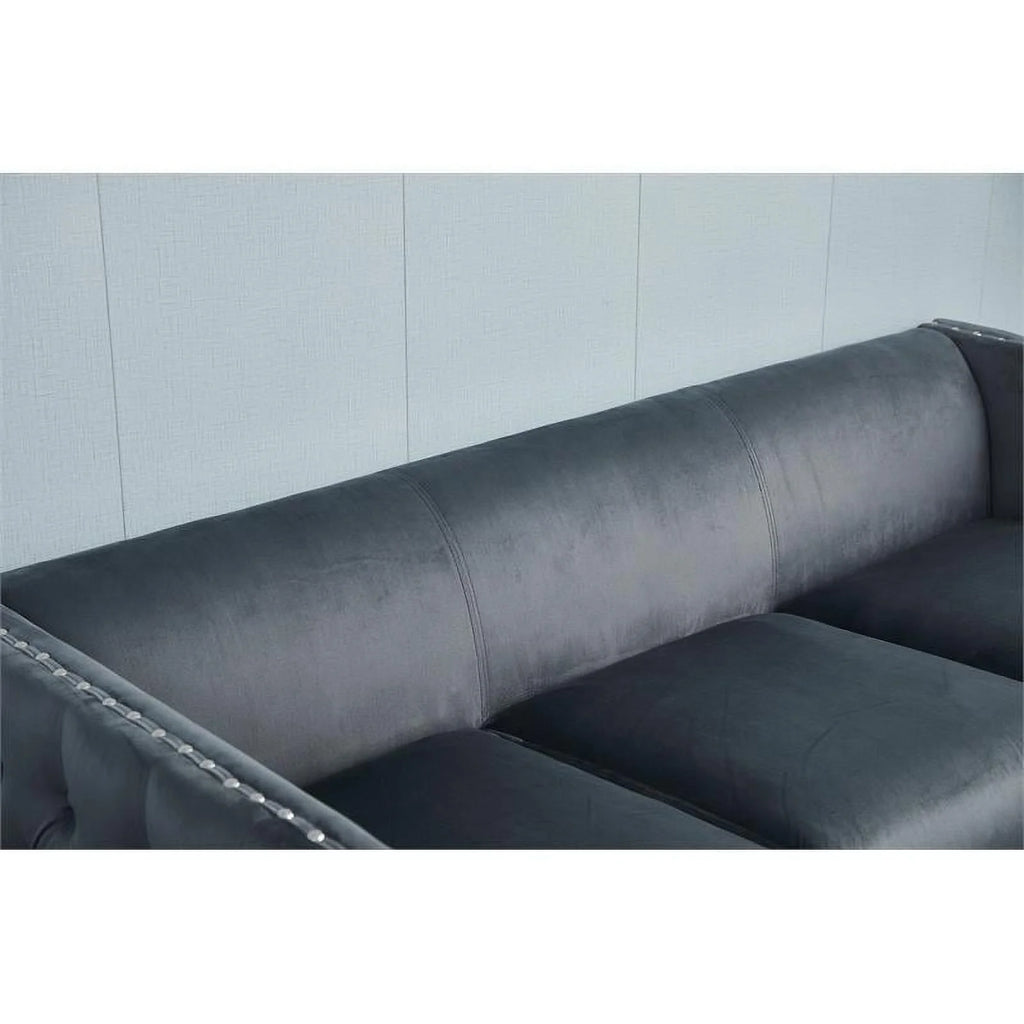 Velvet Sofa and Loveseat Set of 2 Gray Q68098