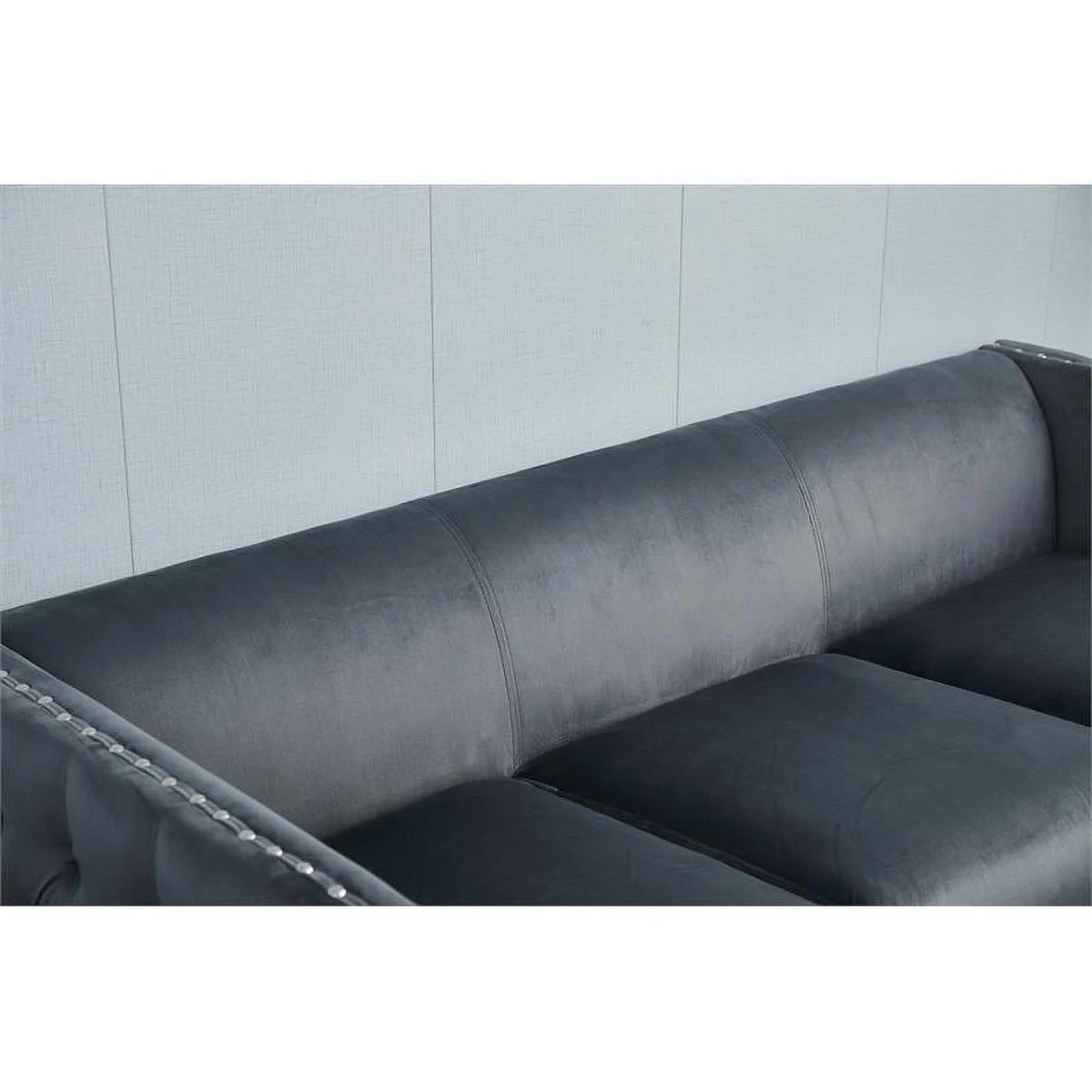 Velvet Sofa and Loveseat Set of 2 Gray Q68098