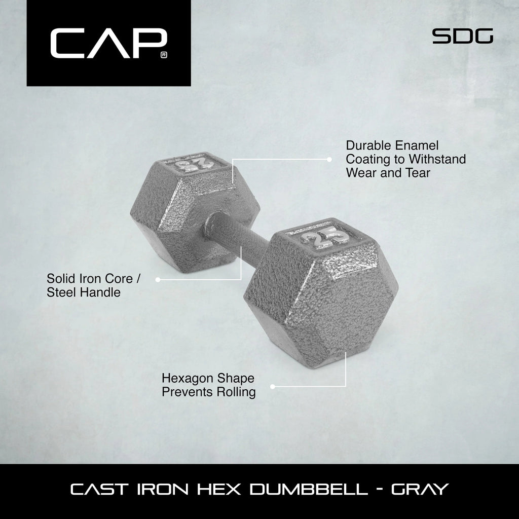 15lb Cast Iron Hex Dumbbell H1929