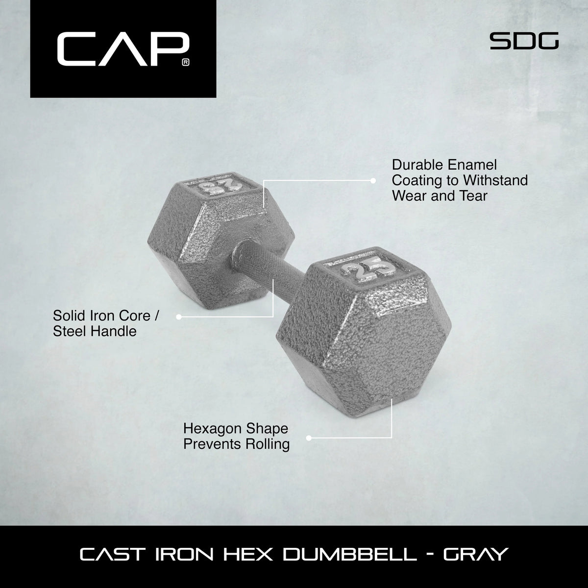 15lb Cast Iron Hex Dumbbell H1929