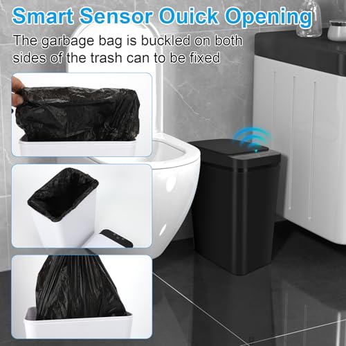 2 Pack 2.4 Gallon Black Touchless Trash Can N1152