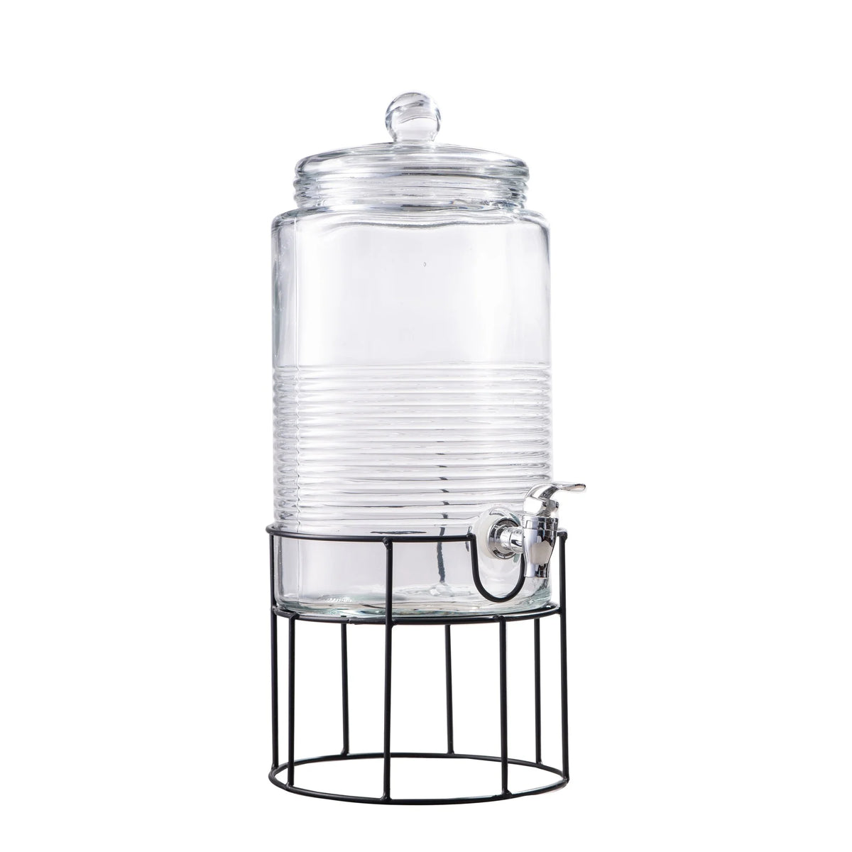 Clear Glass Drink Dispenser with Spigot and Stand B932811