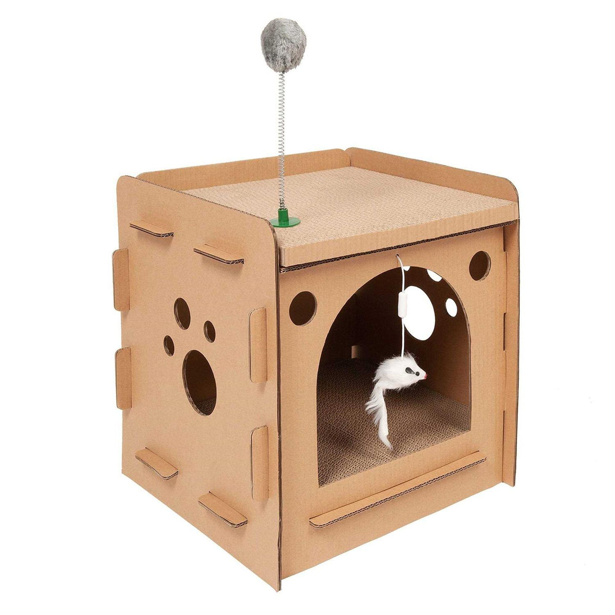 Corrugated Cat Scratcher House with Catnip W401457
