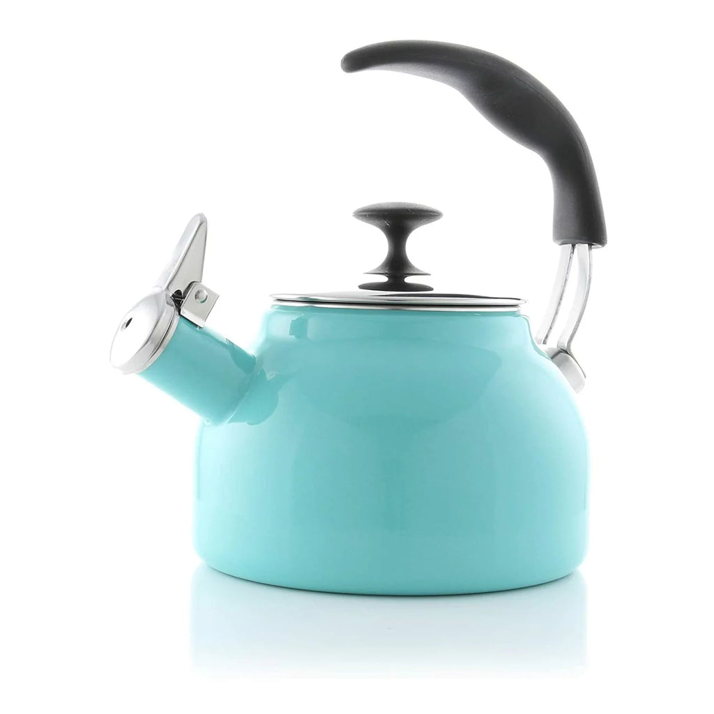Enamel-on-Steel Whistling Tea Kettle 1.6-Quart Aqua C59198
