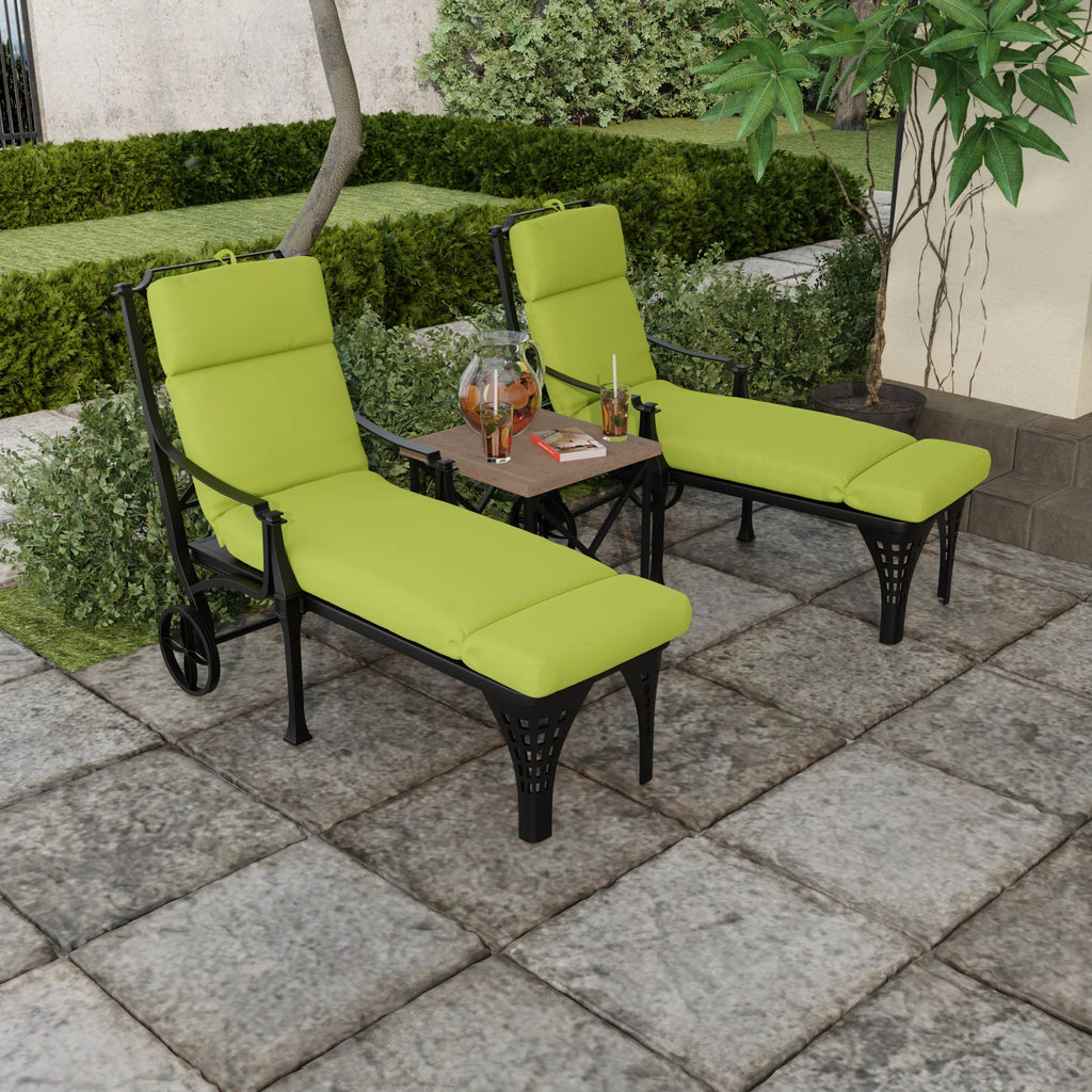 Yellow Rectangular Outdoor Chaise Lounge Cushion with Ties W3468