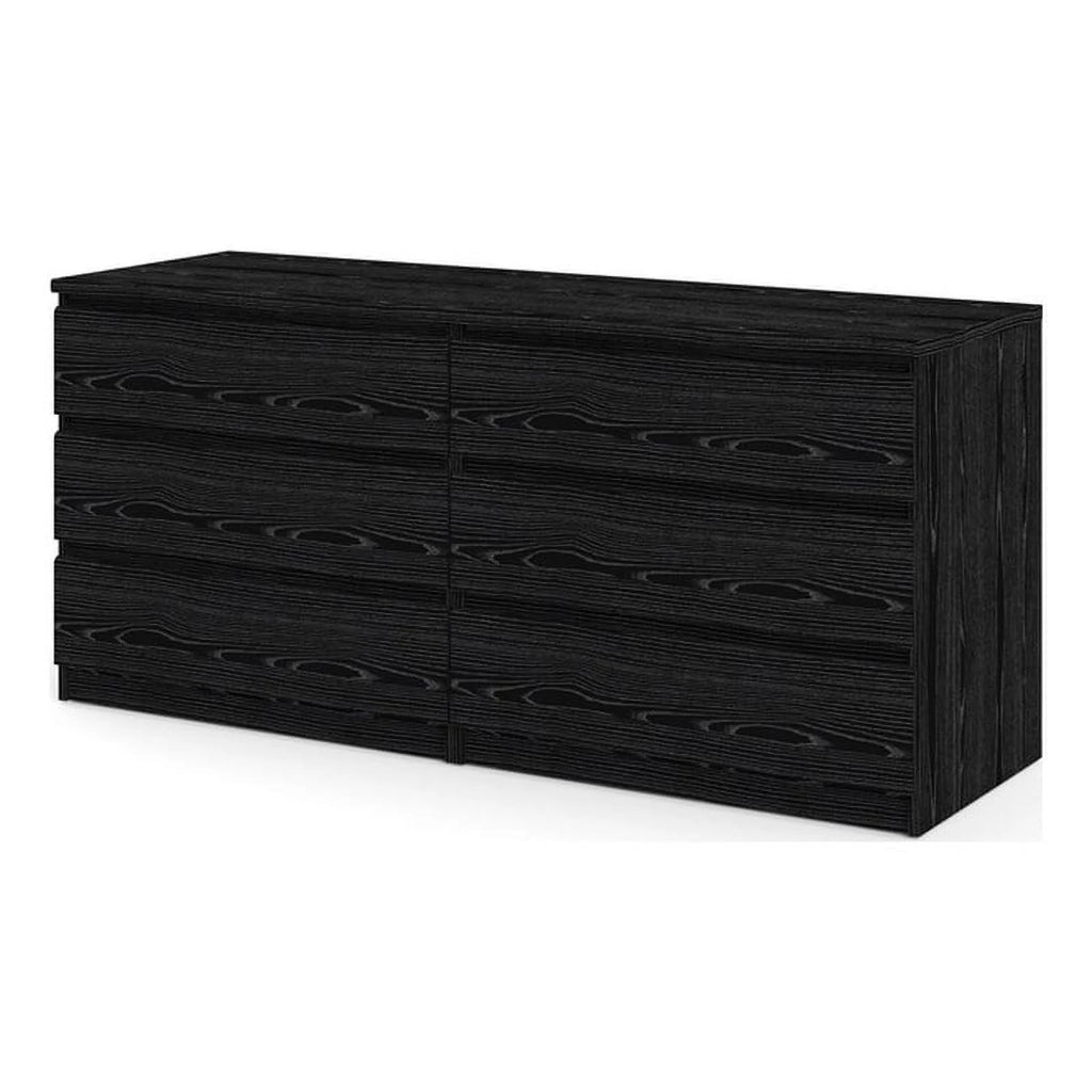 Black 6 Drawer Double Dresser B249