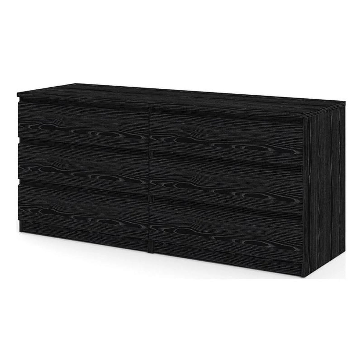 Black 6 Drawer Double Dresser B249