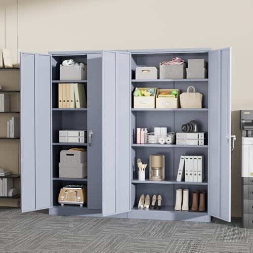 72" Black Locking Steel Storage Cabinet with 4 Adjustable Shelves Z450
