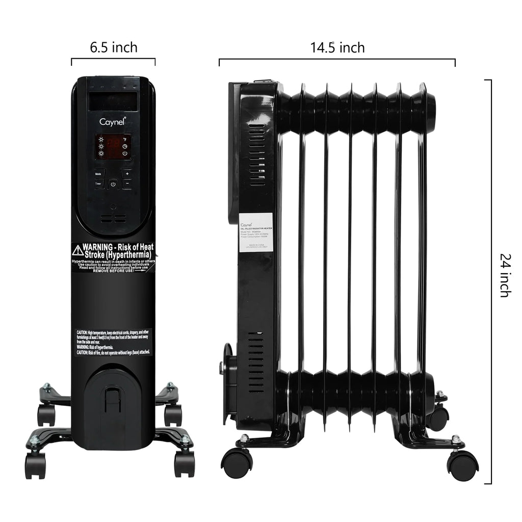 1500W Electric Oil Filled Radiator Heater with Thermostat and 24H Timer X26753