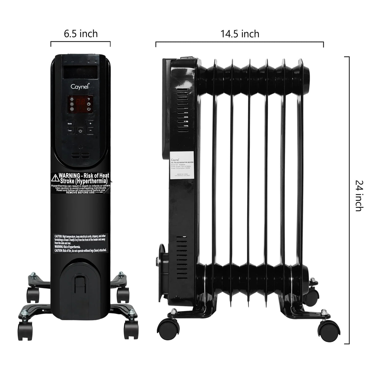 1500W Electric Oil Filled Radiator Heater with Thermostat and 24H Timer X26753