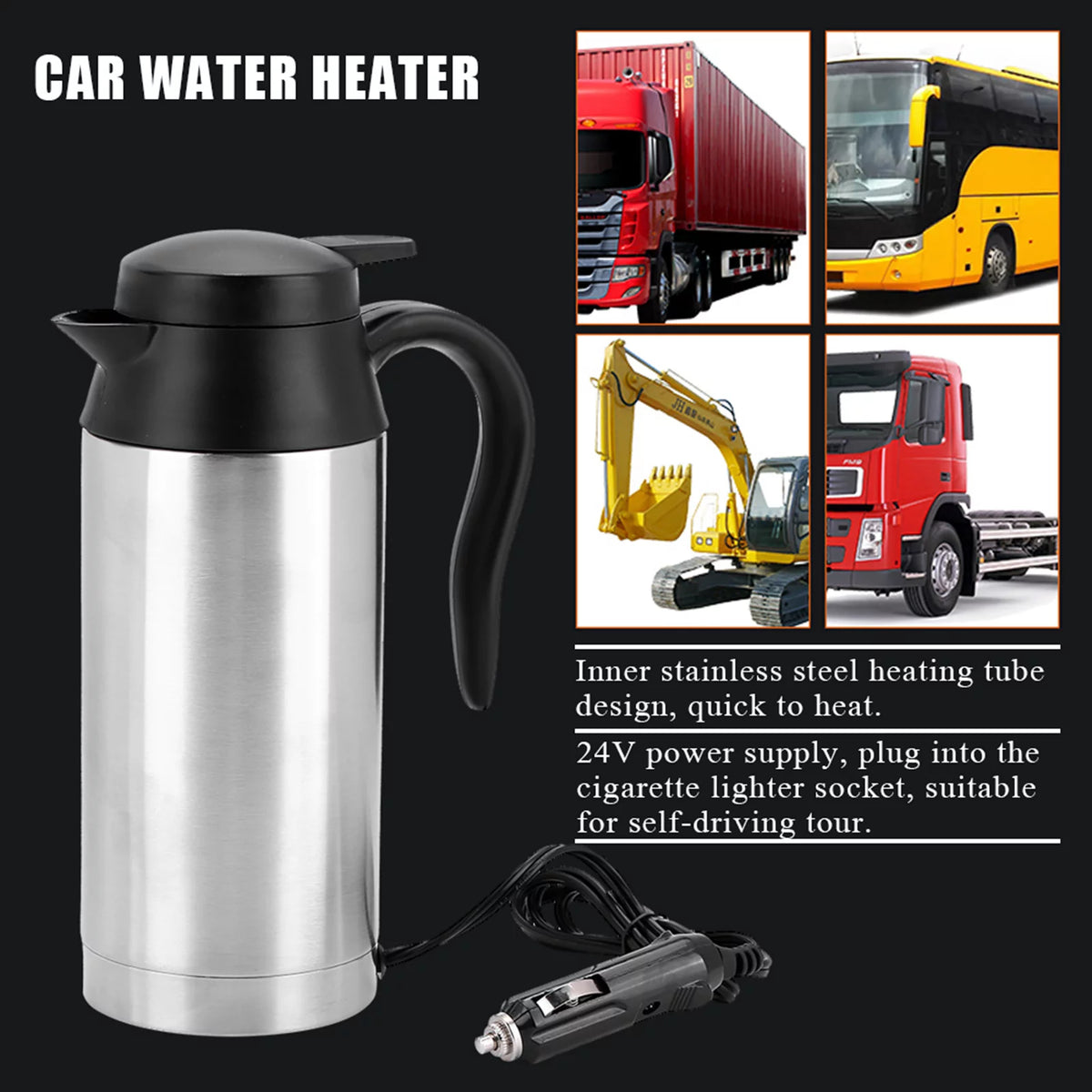 Portable 750ml 24V Car Water Heater Bottle K5807