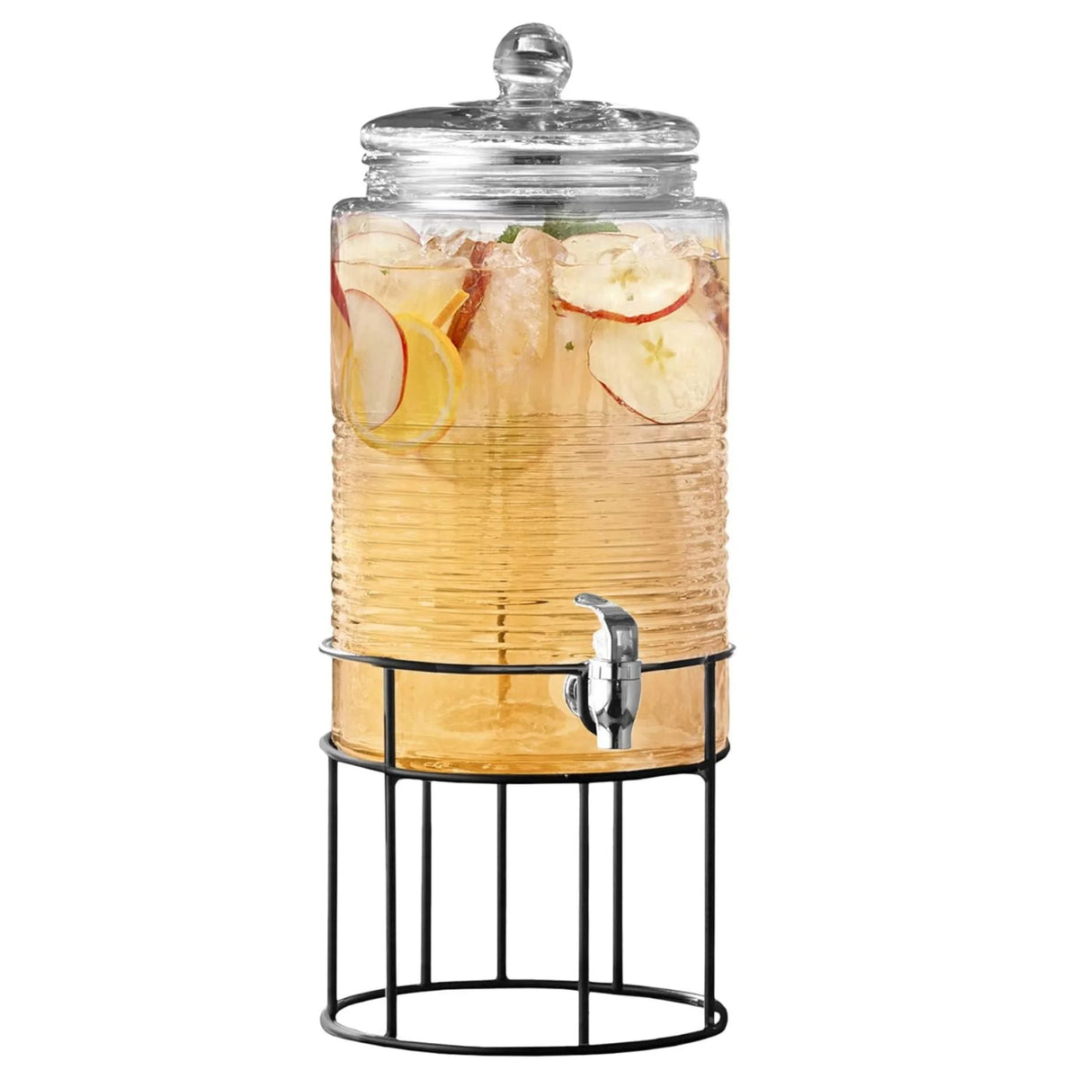 Clear Glass Drink Dispenser with Spigot and Stand B932811