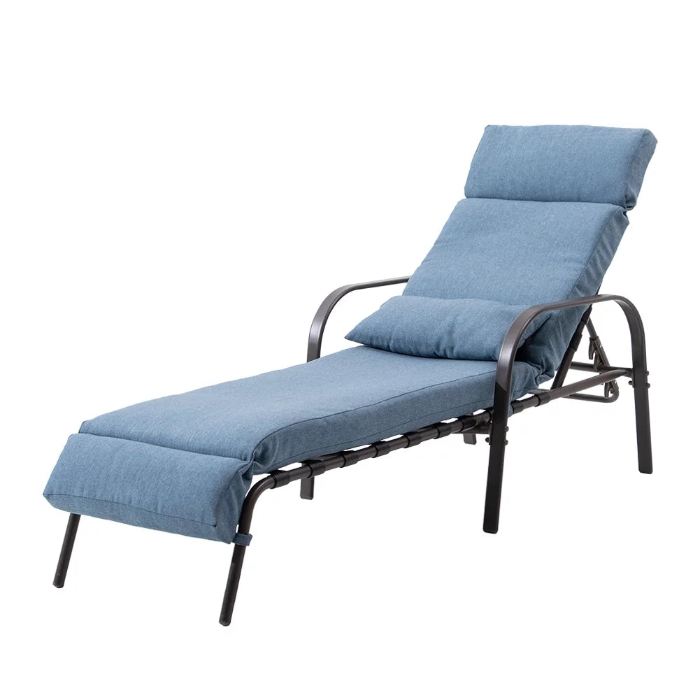 Blue Outdoor Steel Recliner Chaise Lounge S443