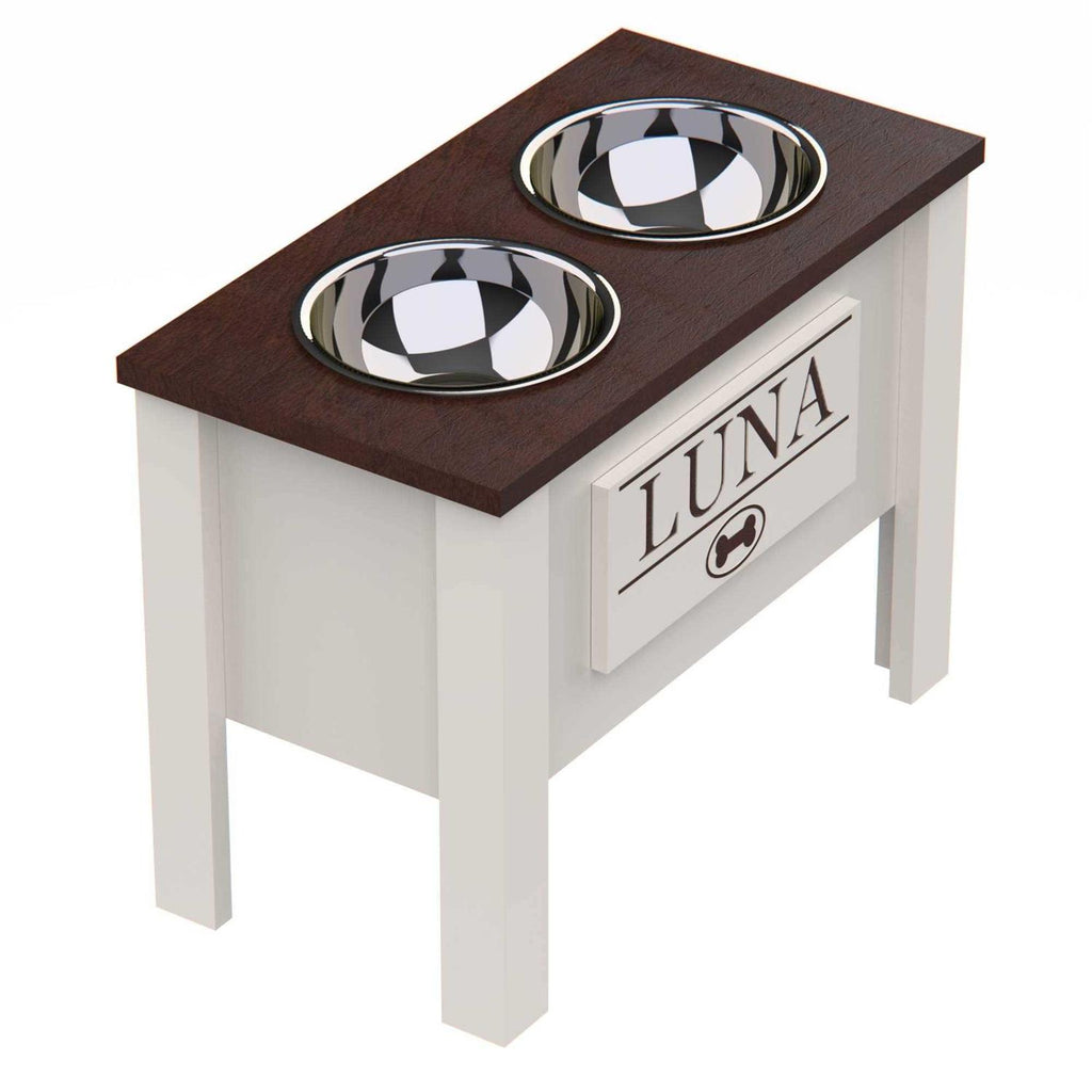 Personalized Elevated Dog Bowl Stand with Internal Storage R858