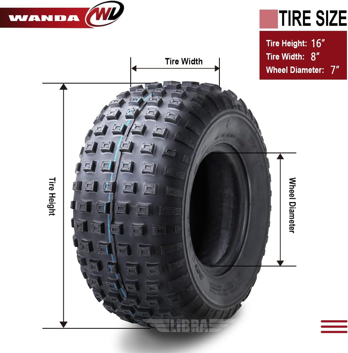 Set of 4 16x8-7 4PR ATV Tires V2264