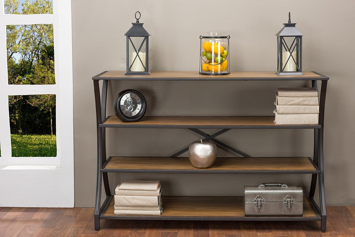 Brown Wood and Metal Console Table A6077