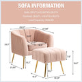 Pink Velvet Armchair with Ottoman Set O797