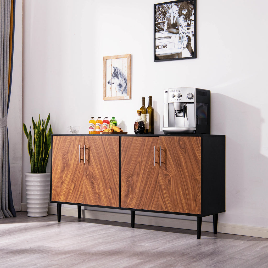 Black 65 inch TV Stand with Doors P386