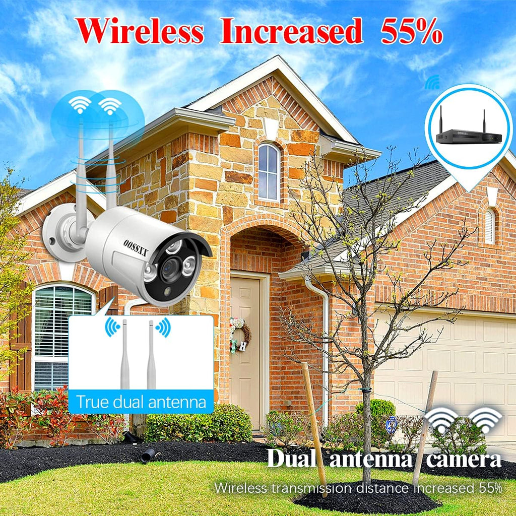 2K Wireless Security Camera System with 2TB Hard Drive, 4Pcs Outdoor Cameras, Audio, Night Vision S754973