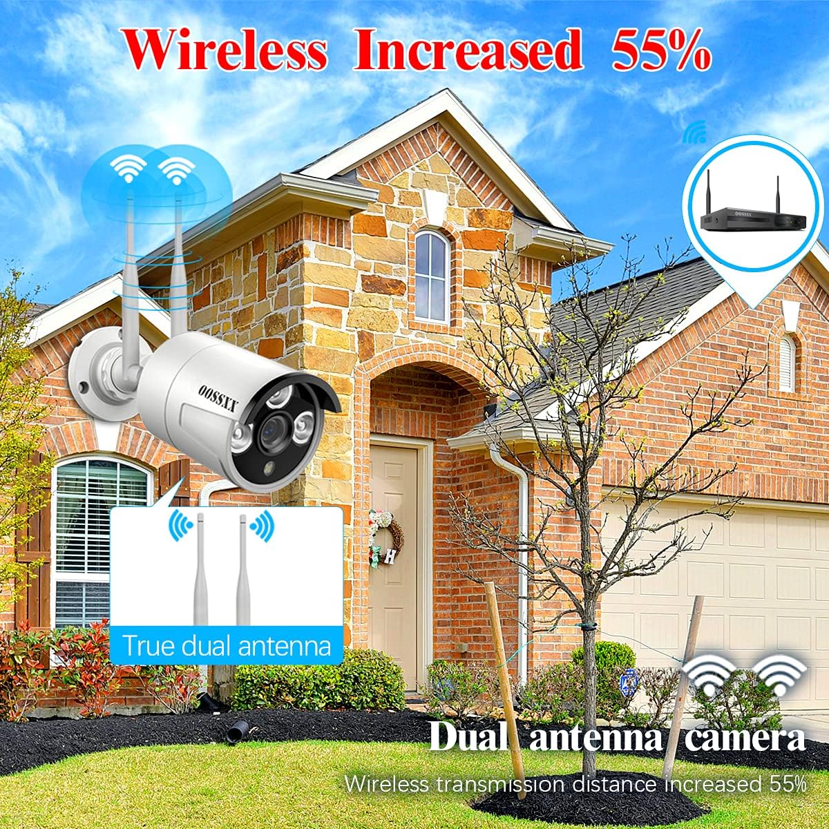 2K Wireless Security Camera System with 2TB Hard Drive, 4Pcs Outdoor Cameras, Audio, Night Vision S754973