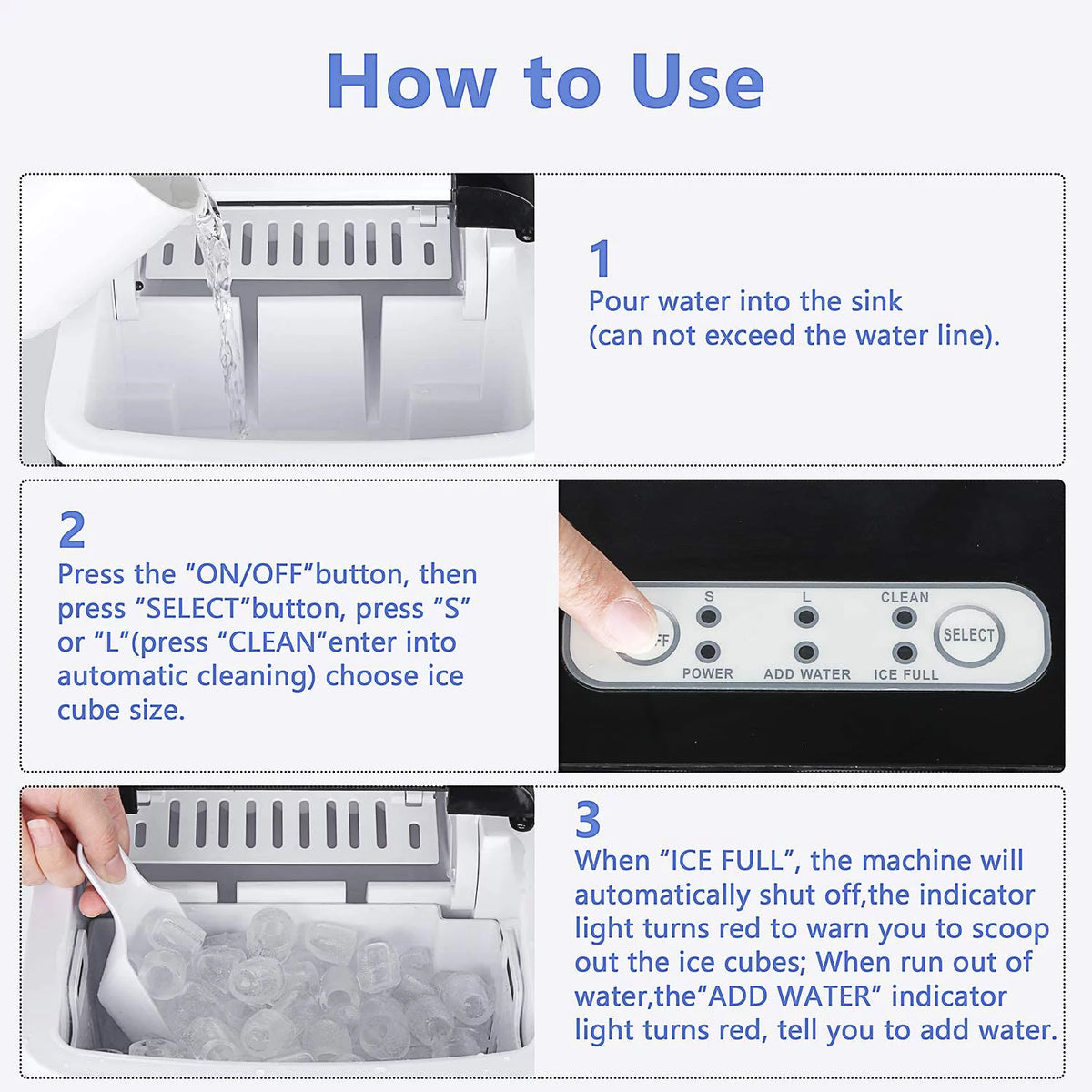 Portable Countertop Ice Maker with 2 Ice Cube Sizes V2097