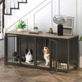Large Wooden Dog Crate Furniture with Double Doors L5143