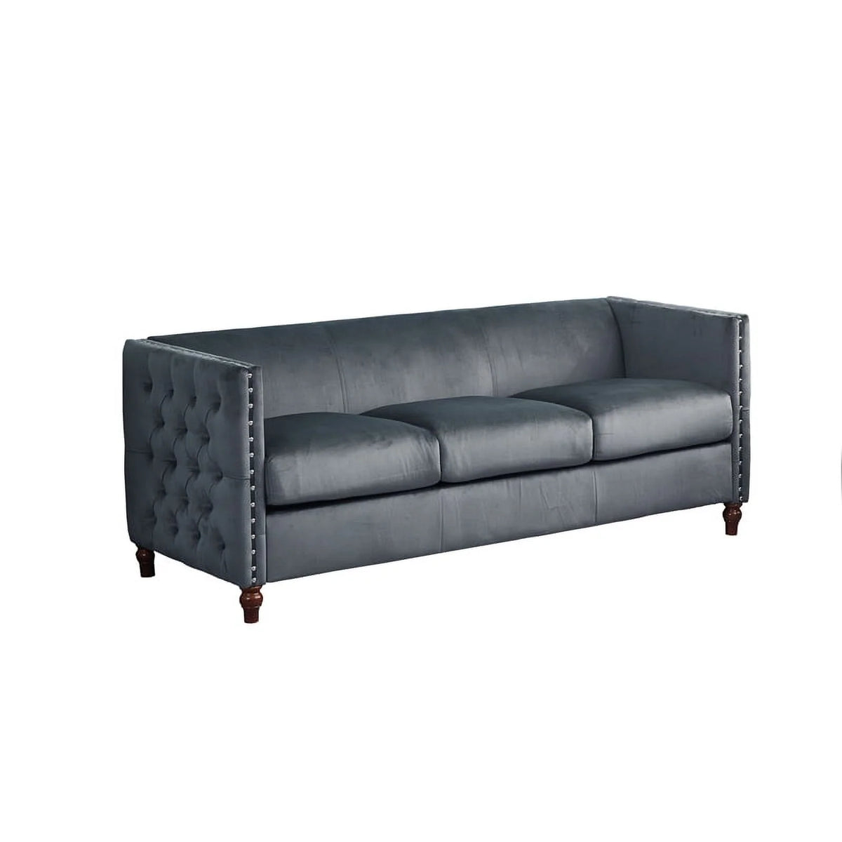 Velvet Sofa and Loveseat Set of 2 Gray Q68098