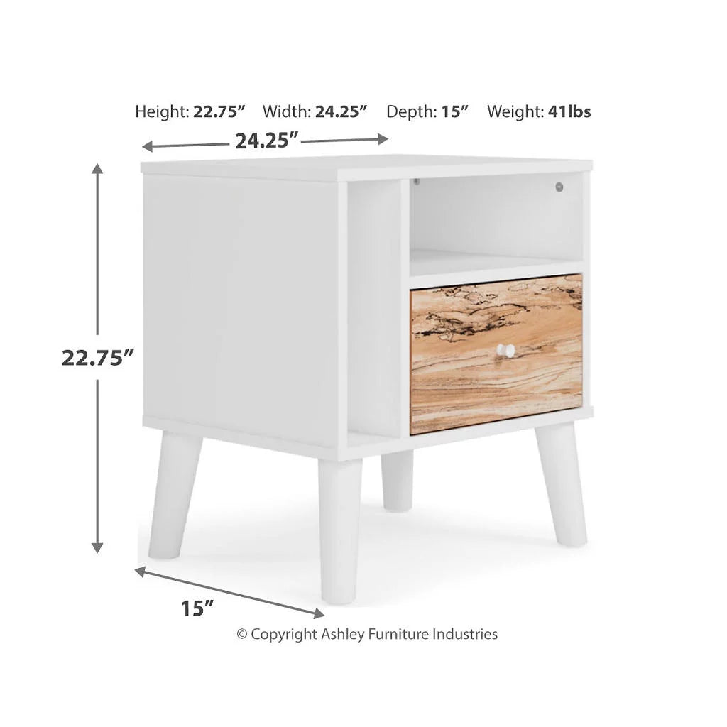 Two-tone Brown White Nightstand V458