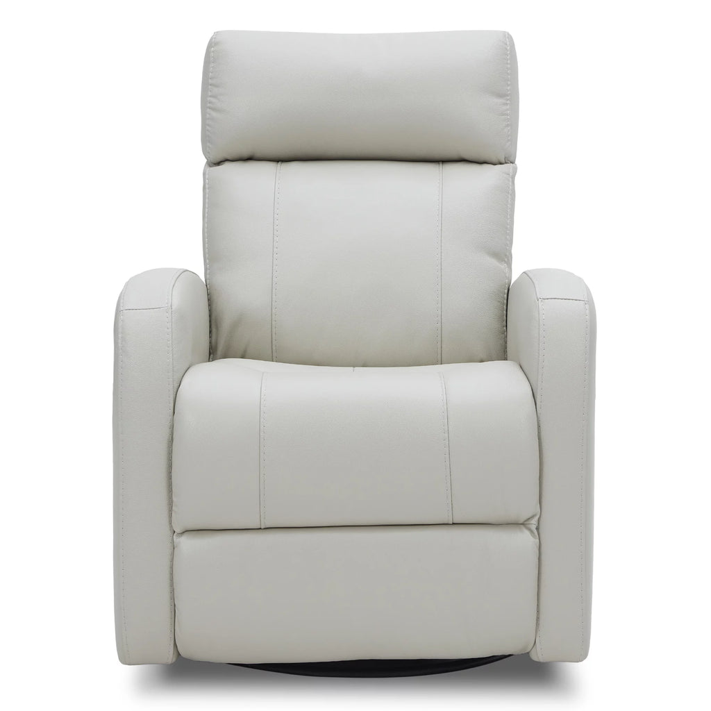 White Leather Power Swivel Glider Recliner L65696